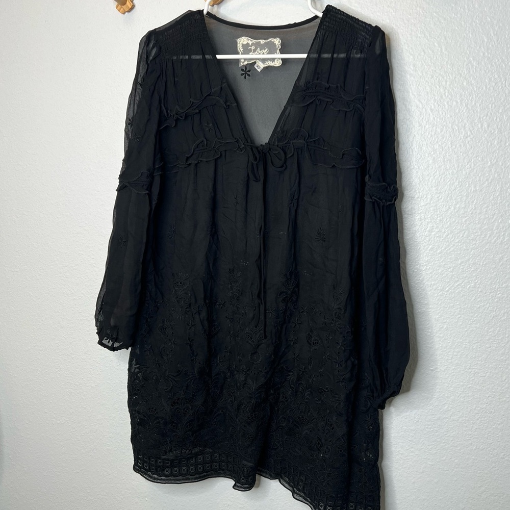 Love Johnny Was Embroidered Black Dress